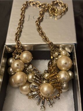 J.Crew Pearl & Rhinestone Statement Necklace Vintage Jenna Lyons